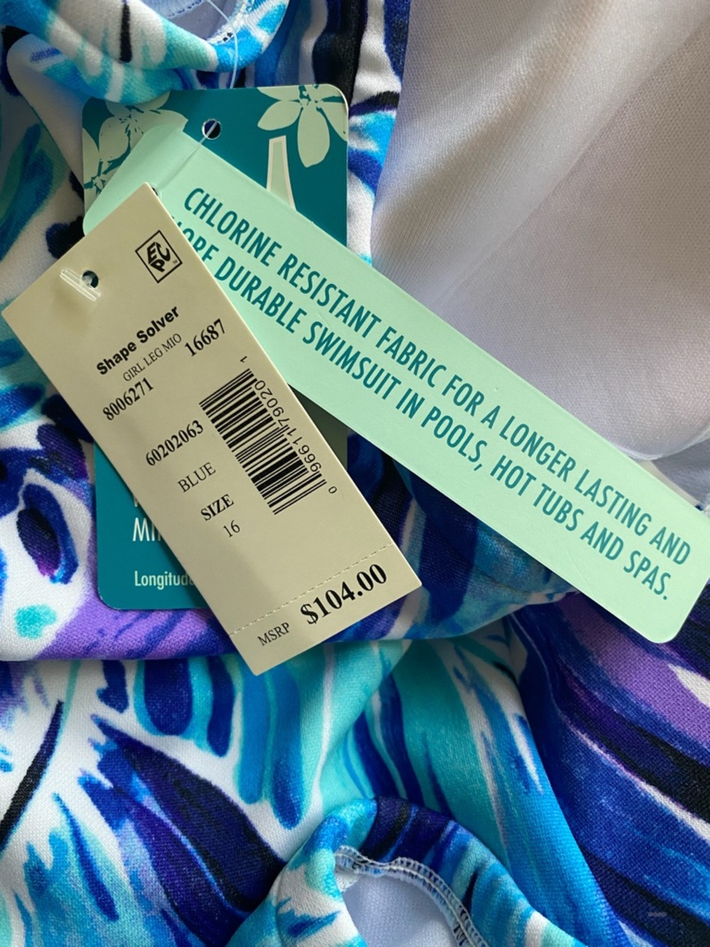 Blue Floral V-Neck One-Piece Swimsuit - Picture 3 of 5